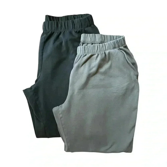 Land’ End Sport Knit Pants Bundle of 2- Olive Khaki Sz Large Petite - Picture 1 of 9